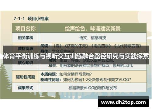 体育平衡训练与视听交互训练融合路径研究与实践探索